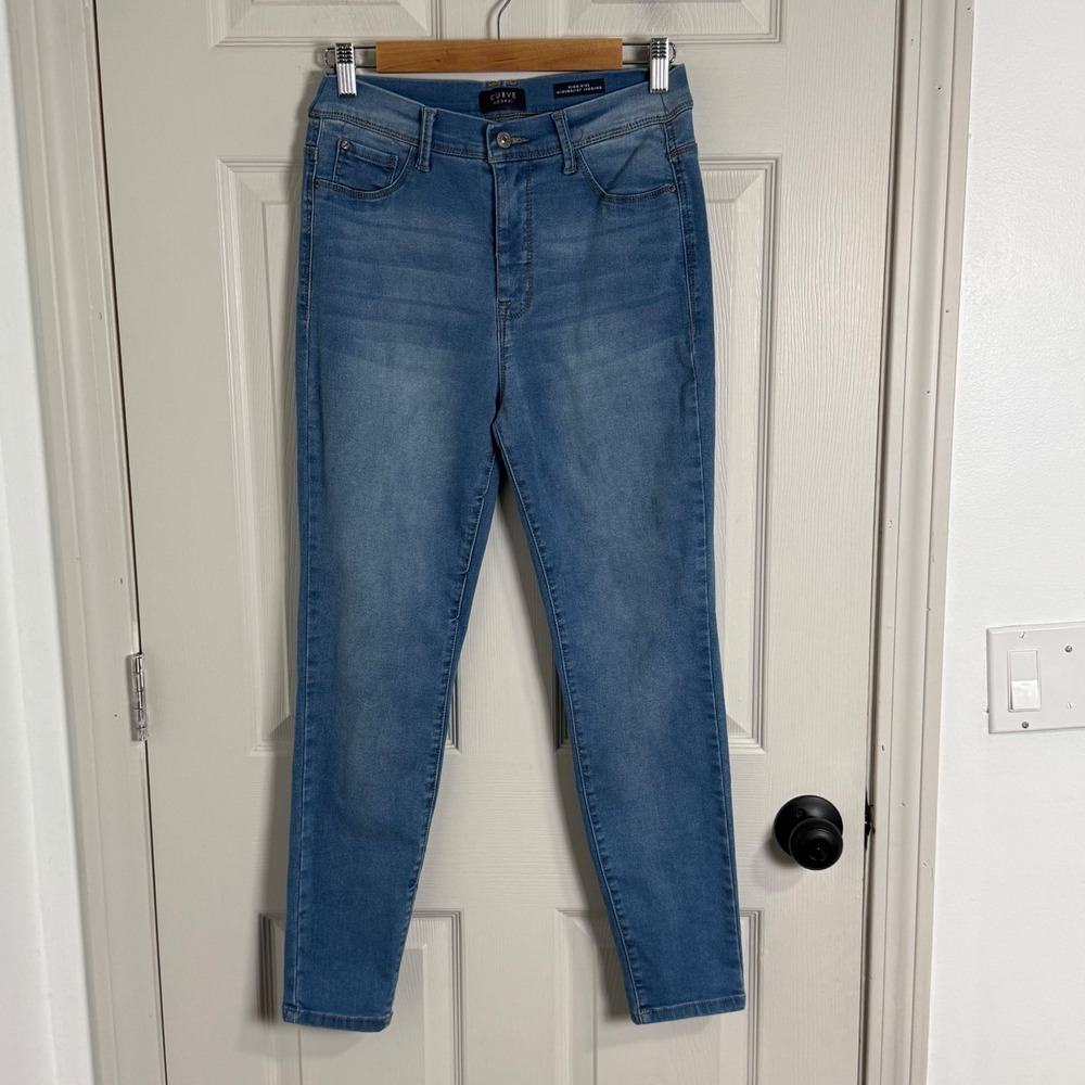 Curve Appeal Jeans Womens 10/30 Blue High Rise Minimalist Jegging Stretch Skinny